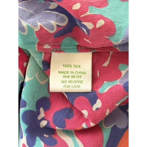 Lilly Pulitzer Womens Silk Elsa Top Trippin Sippin Long Sleeve Blouse Size M - Picture 5 of 8
